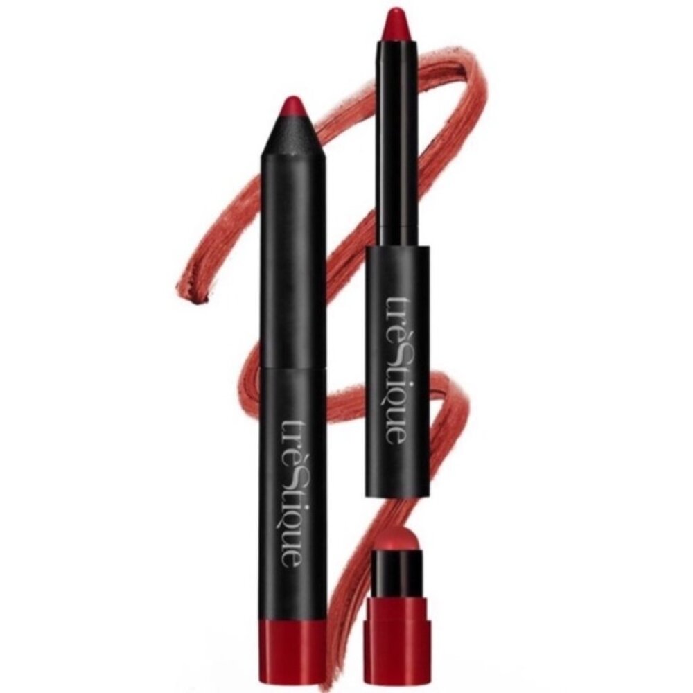 TRESTIQUE Matte Color + Shiny Balm Lip Crayon Duo (Tuscan Wine) BRAND NEW IN BOX